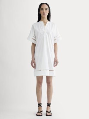 The Lace Trim Popover Dress | White