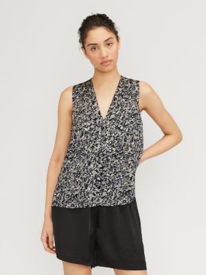 The Satin V-Neck Top | Splatter