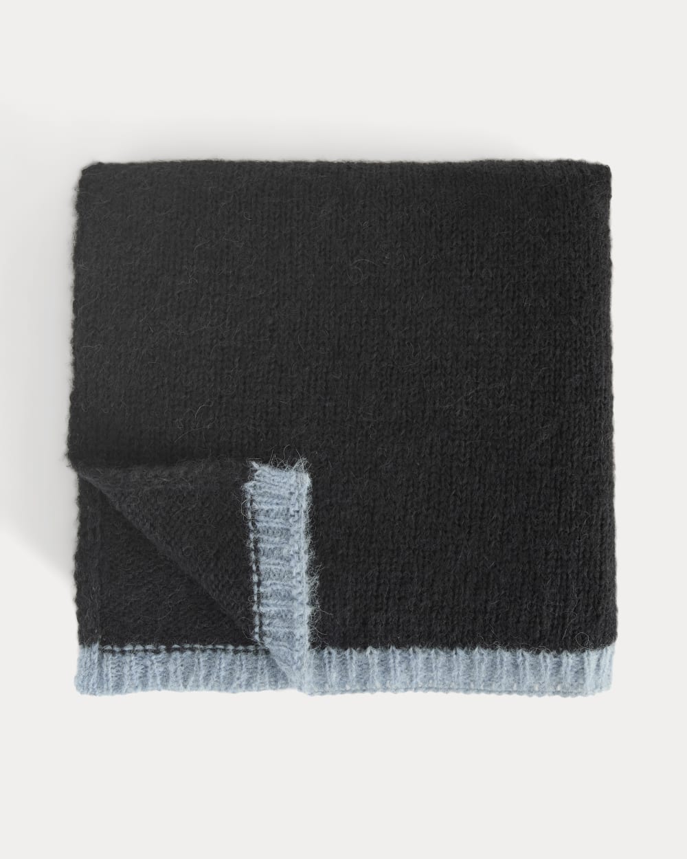 Plush Alpaca Scarf | Black/ Skyway - Image 2