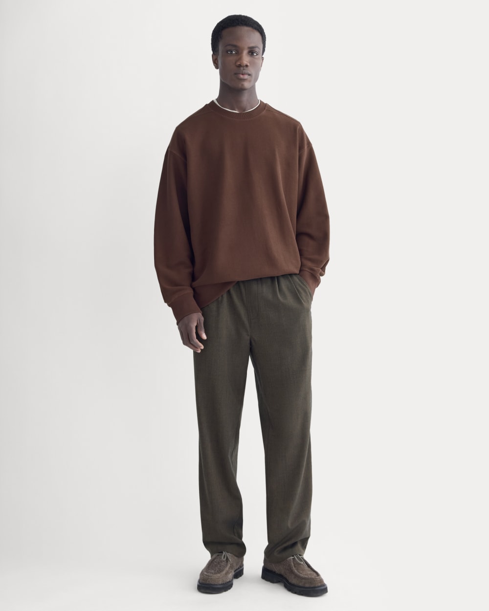 Twill Terry Jacquard Crew Sweatshirt | Dark Mahogany - Image 3