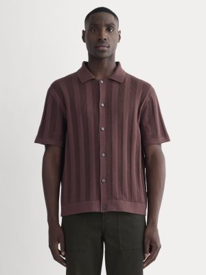 The No-Sweat Ribbed Polo | Dark Mahogany