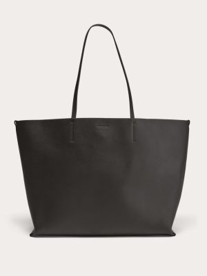 The Luxe Italian Leather Tote | Black