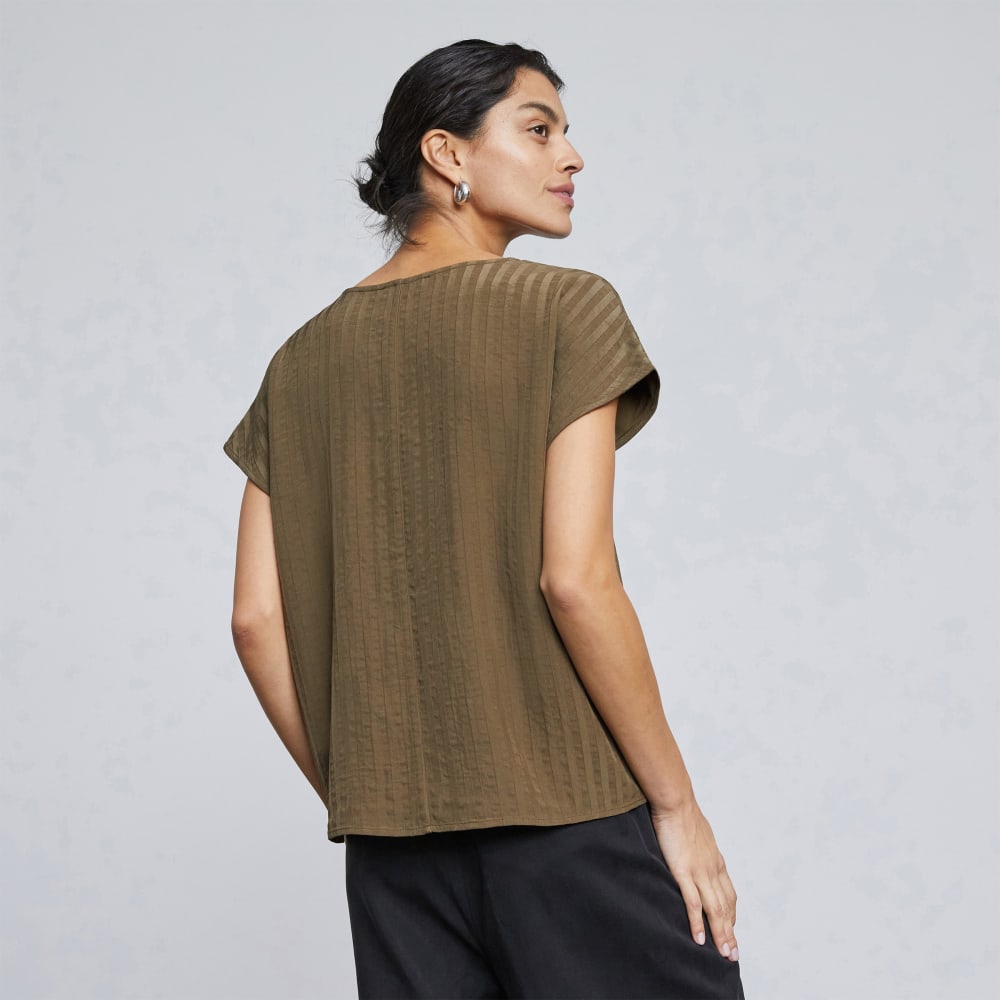 The City Stripe V-Neck Top | Beech - Image 3