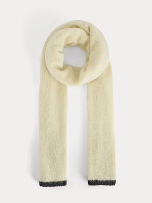 Plush Alpaca Scarf | Bone/ Black