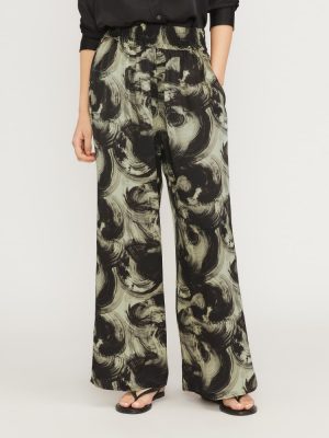 The Satin Pull-On Pant | Pale Yellow / Black