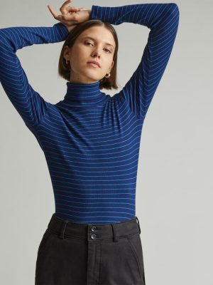 The Luxe Micro-Rib Turtleneck | Ocean Cavern / Horizon Blue