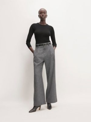 The ReWool® Way-High Drape Pant | Grey Herringbone