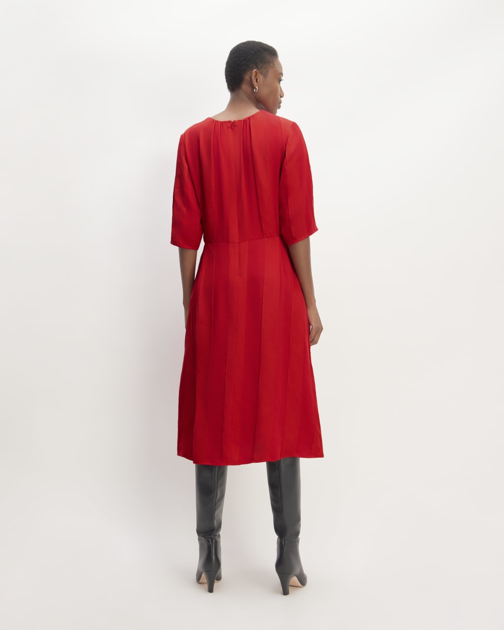 The City Stripe Ruched Dress | Haute Red - Image 6