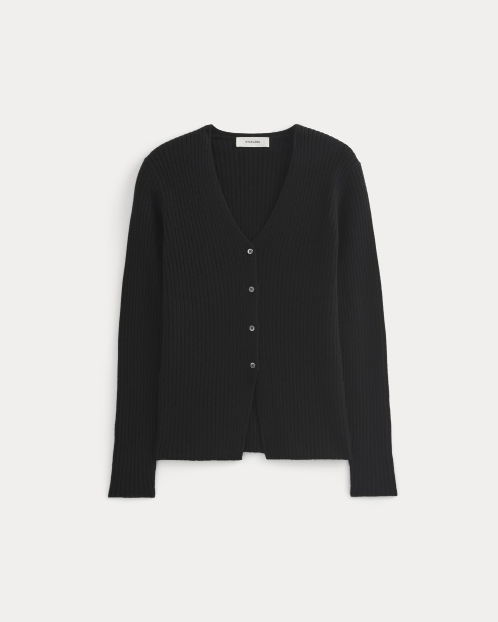 Cashmere Ribbed V-Neck Cardigan | Black - Image 2