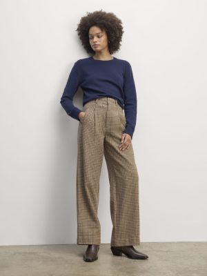 The Draper Pant in Wool | Camel Houndstooth