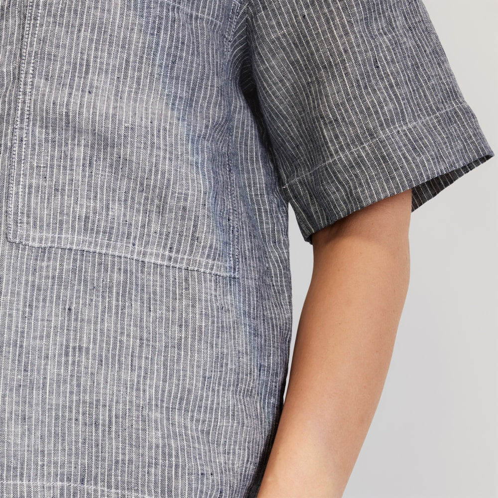 The Linen Workwear Shirt | Canvas Tan / Navy - Image 5