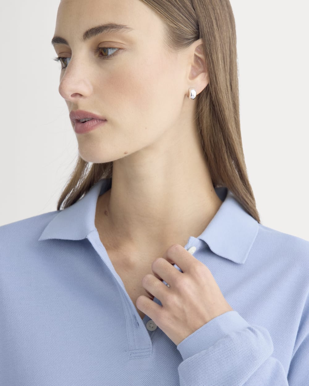 Oversized Pique Polo | Soft Blue - Image 4