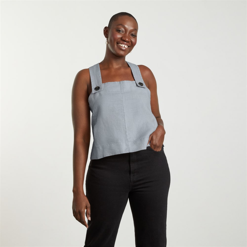 The Apron Linen Tank | Sky - Image 2