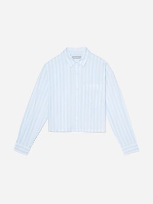 The Way-Short Shirt in Silky Cotton |  Mariner Blue / White