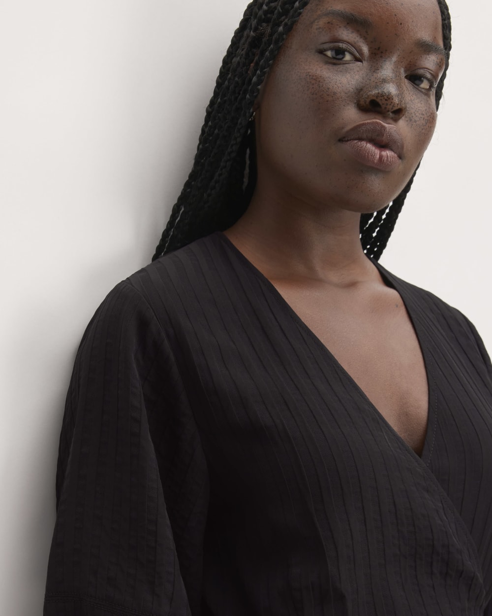 The City Stripe Wrap Dress | Black - Image 3