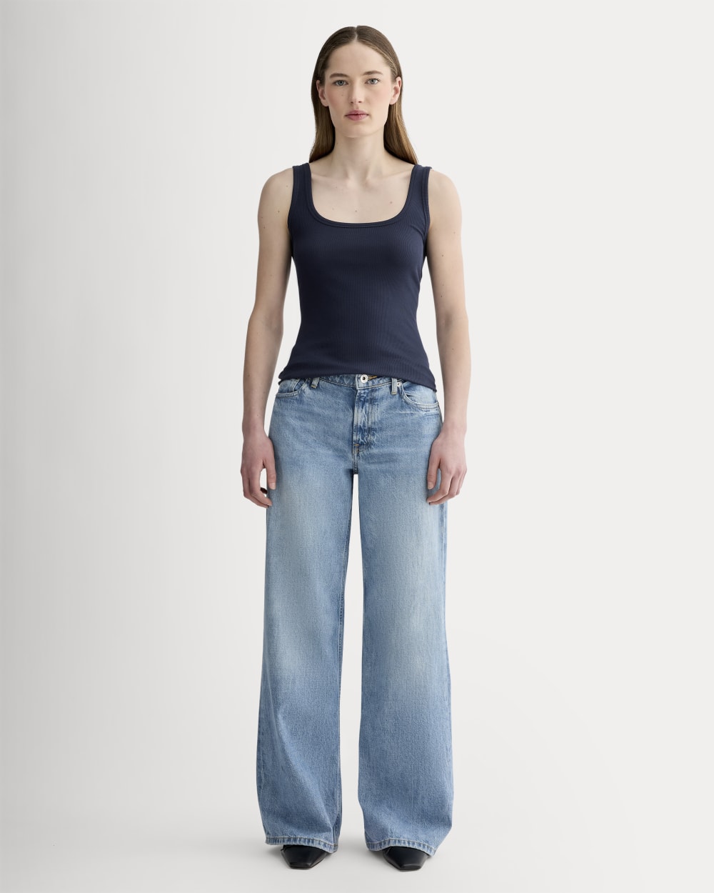 The Luxe Rib Square-Neck Tank | Navy - Image 3