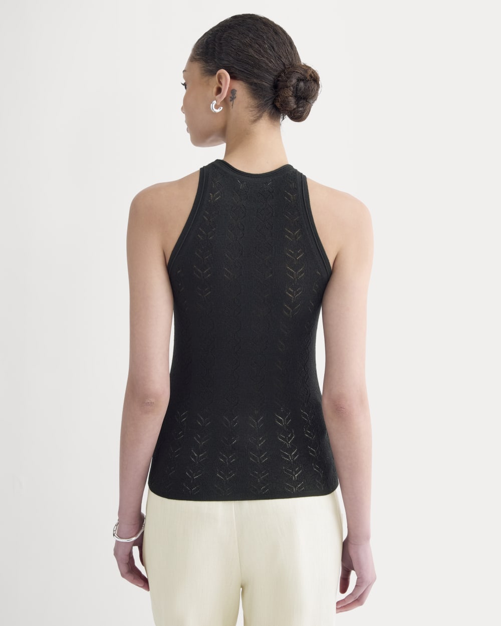 The Pointelle Racerback Tank in Ultrafine Merino | Black - Image 5