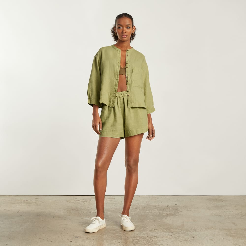 The Linen Billow Blouse | Leek - Image 4
