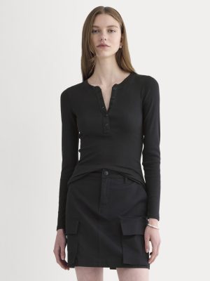 The Luxe Rib Henley | Black