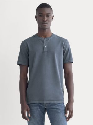 The Essential Organic Garment-Dyed Henley | Navy