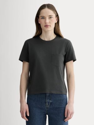 The Box-Cut Tee in Essential Cotton | Washed Black | Pocket