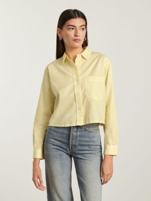 The Way-Short Shirt in Silky Cotton | Pastel Yellow