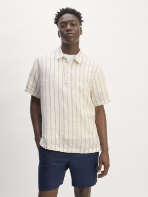 The Linen Short-Sleeve Popover Shirt | Bone / Cornstalk