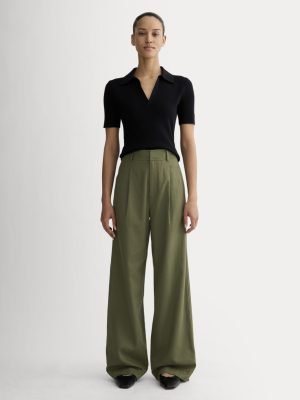 The Draper Pleated Pant in Buttersmooth | Kalamata | 32 Inseam