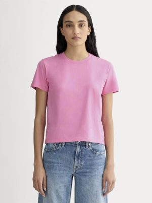 The Box-Cut Tee in Essential Cotton | Deep Pink  | No Pocket