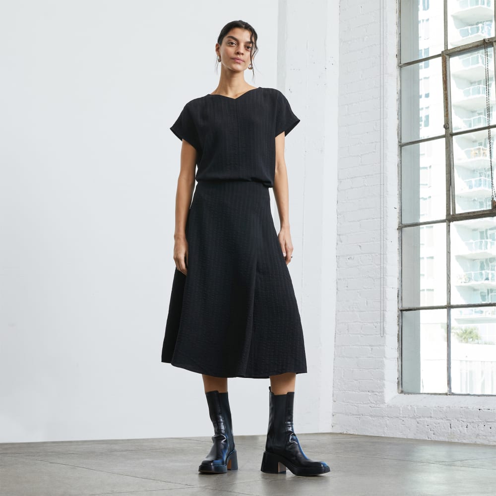 The City Stripe Midi Skirt | Black - Image 5