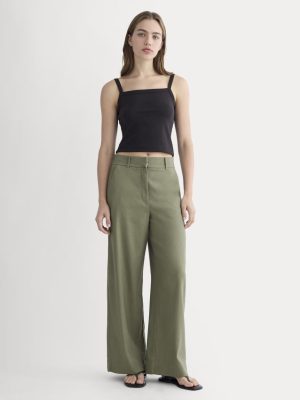 The Wide-Leg Pant in Stretch Linen | Lichen Green