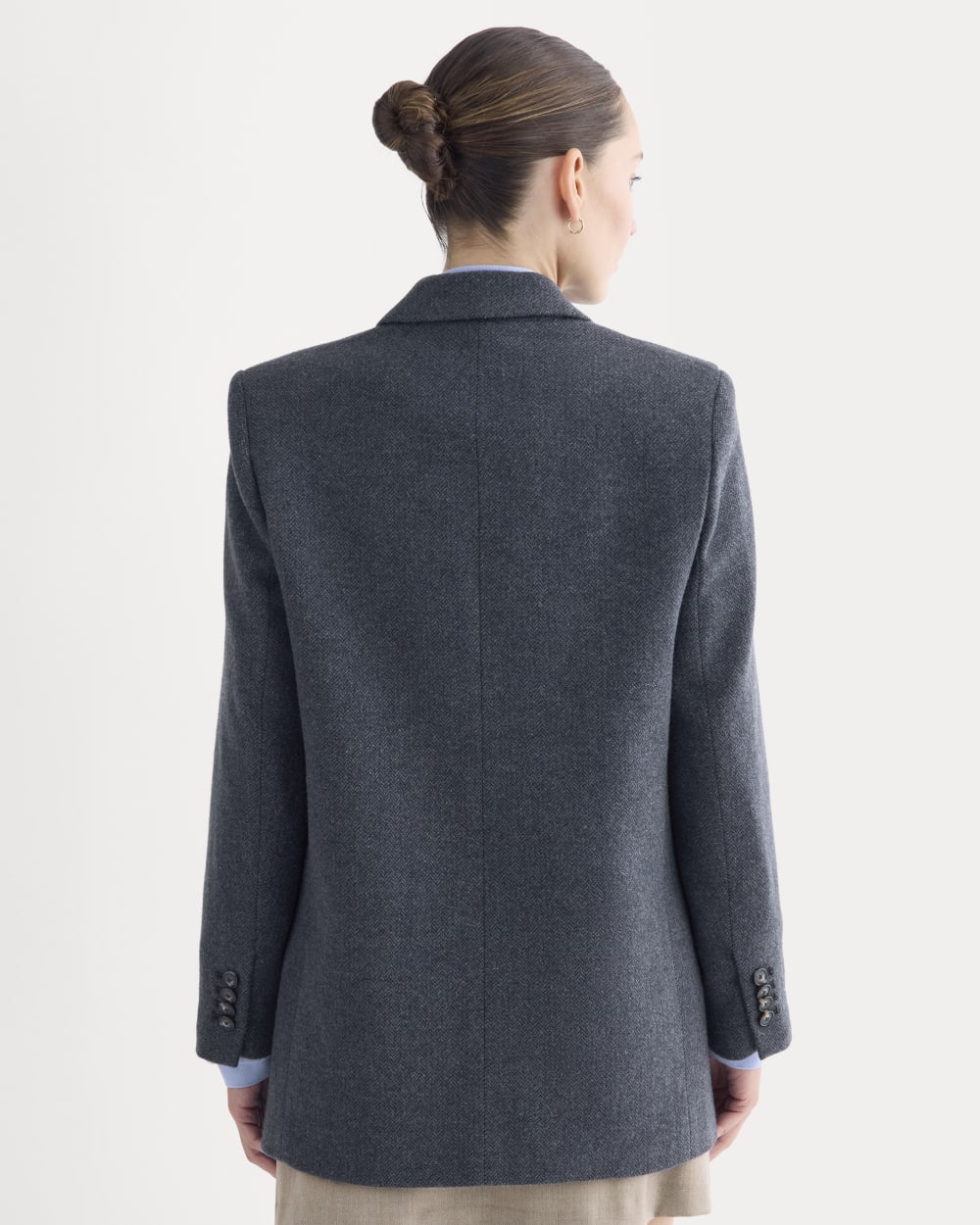 The Oversized Blazer in Wool | Navy Herringbone - Image 5