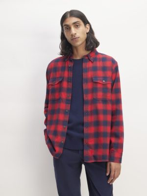 The Brushed Flannel Shirt | Haute Red / Bellwether Blue