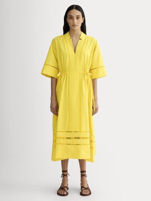 The Lace Trim Caftan Dress | High Visibility Yellow
