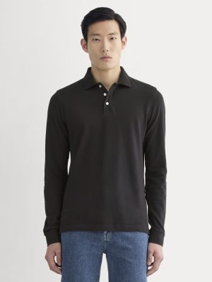 The Long-Sleeve Pique Polo | Black