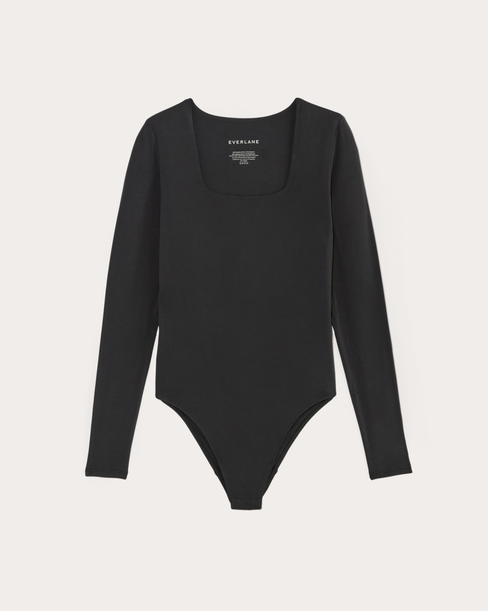 The Long-Sleeve Supima® Square-Neck Bodysuit | Black | Bikini - Image 2