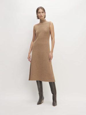 The Cozy-Stretch Sleeveless Midi Dress | Heathered Toasted Coconut