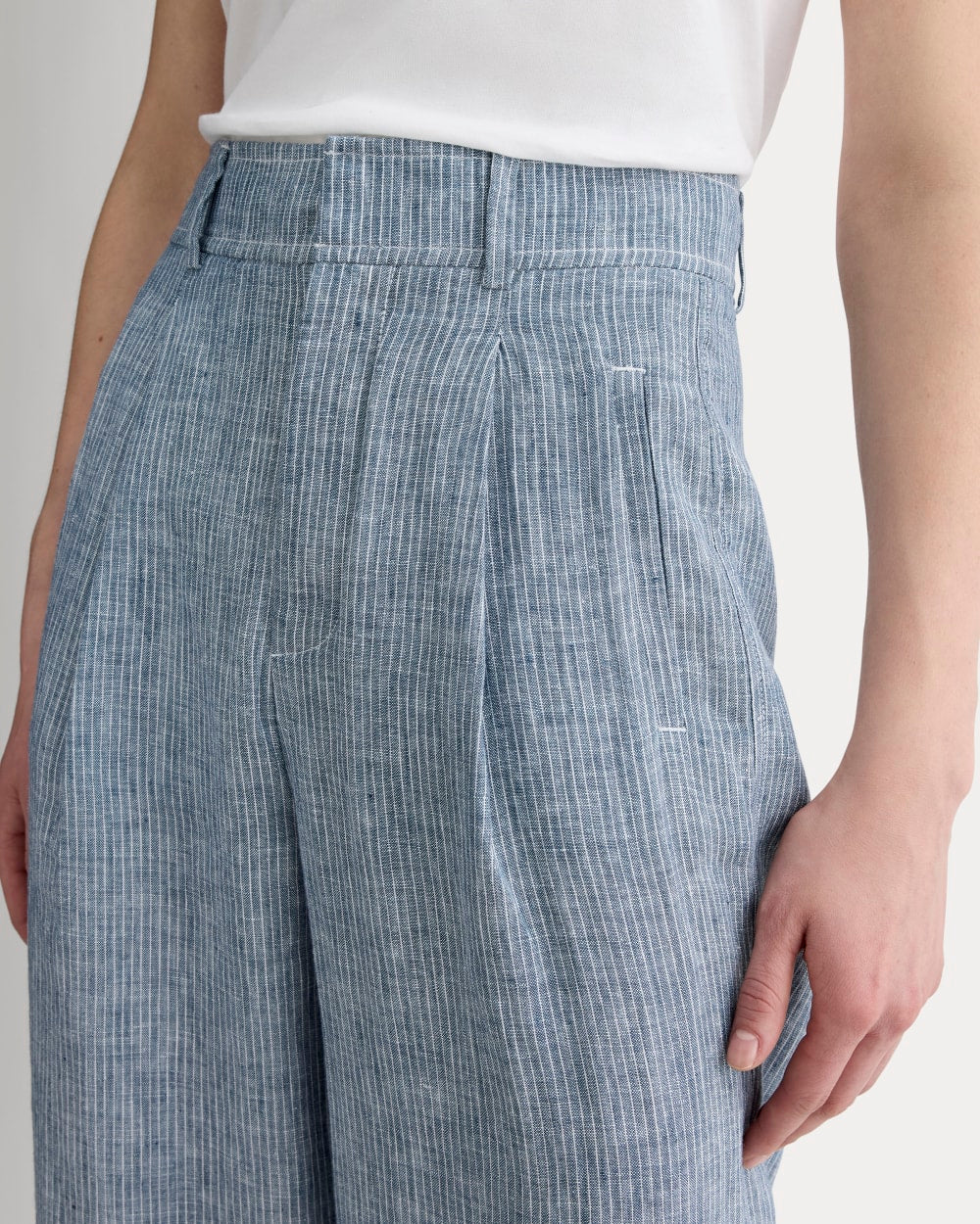 The Linen Way-High® Drape Pant | White / Blue - Image 4