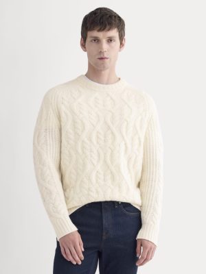 Cable Knit Crew in Luxe Merino | Bone