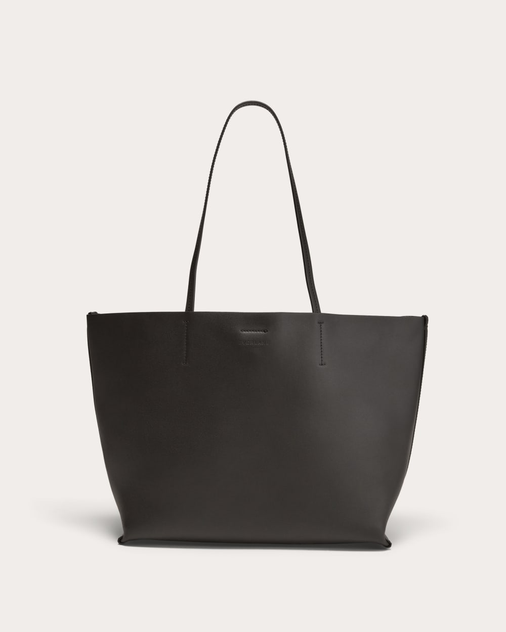 The Luxe Medium Italian Leather Tote | Black