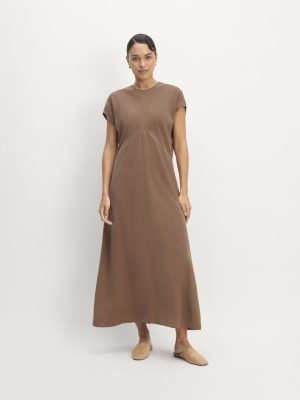 The TENCEL? Short-Sleeve Midi Dress | Carob Brown