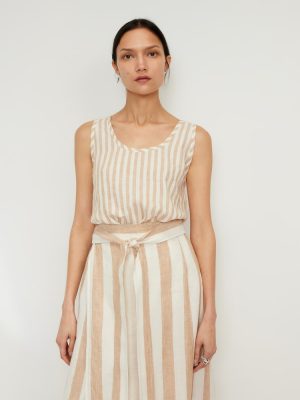 The Scoop Tank in Linen | Bone / Caramel