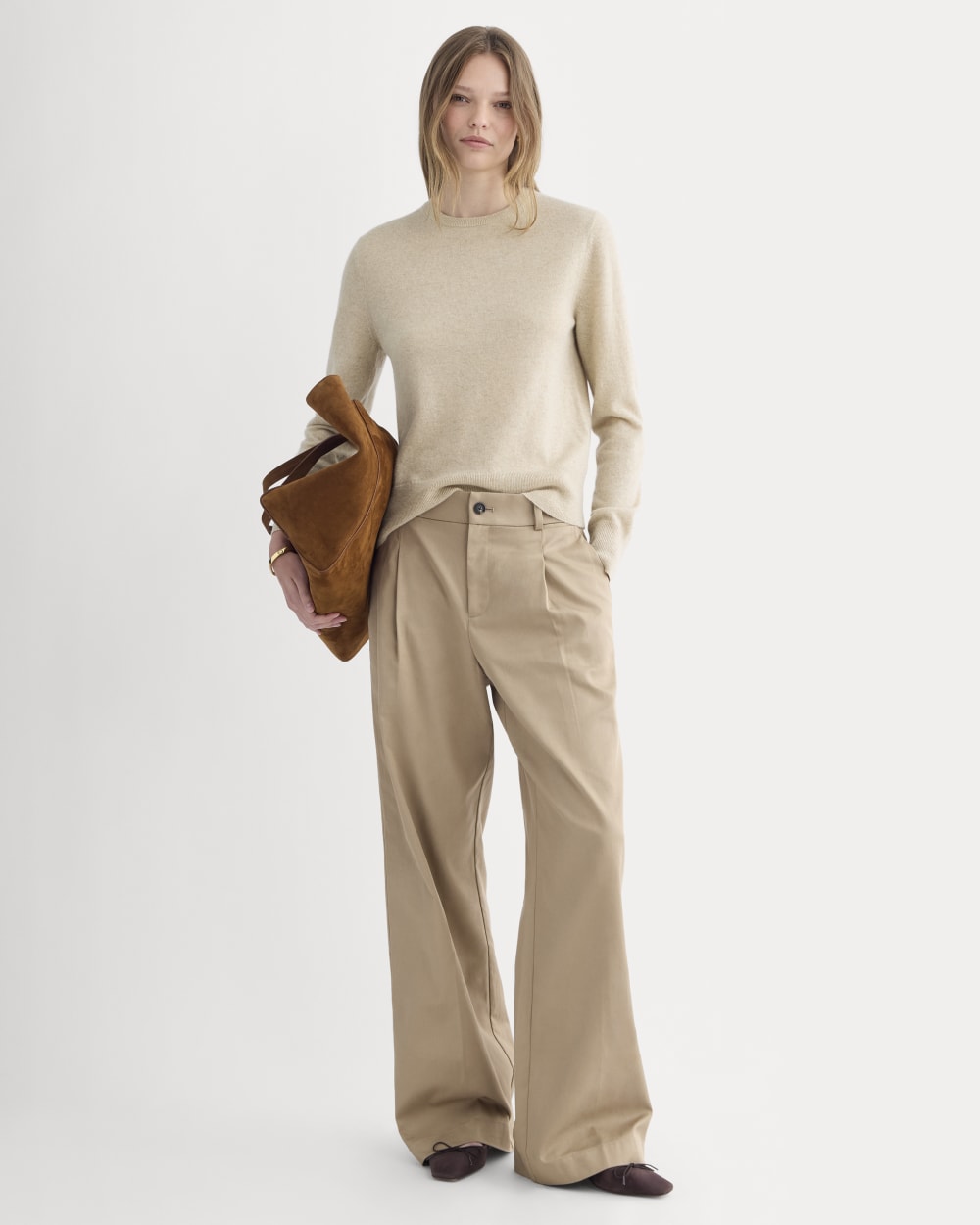 Cashmere Slim Crew Sweater | Heather Light Camel - Image 3