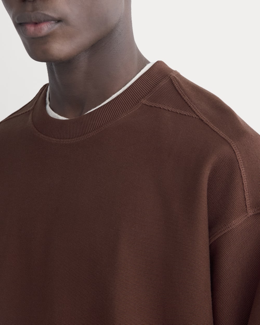 Twill Terry Jacquard Crew Sweatshirt | Dark Mahogany - Image 4