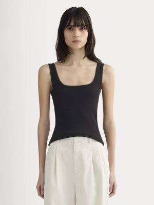 The Luxe Rib Square-Neck Tank | Black