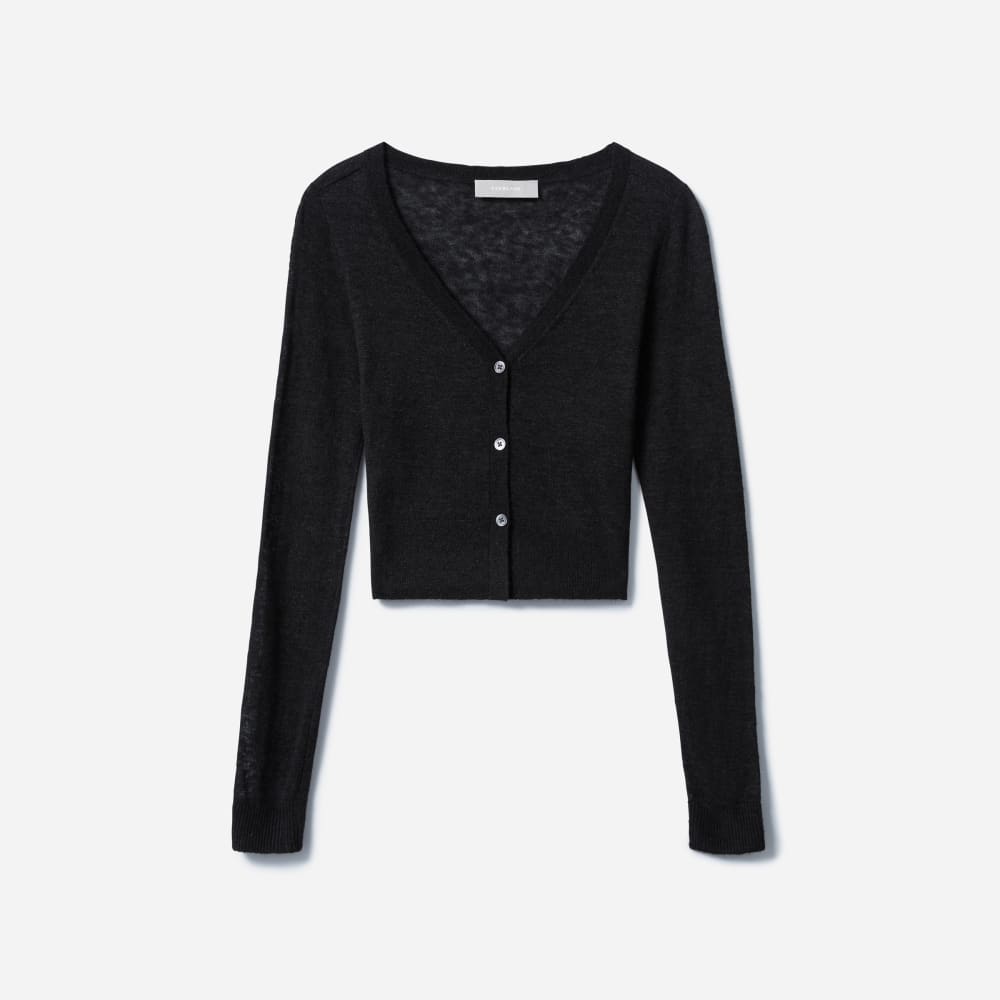 The Featherweight Alpaca Cardigan | Heathered Black - Image 2
