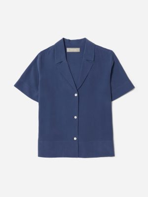 The Clean Silk Short-Sleeve Notch Shirt | French Blue