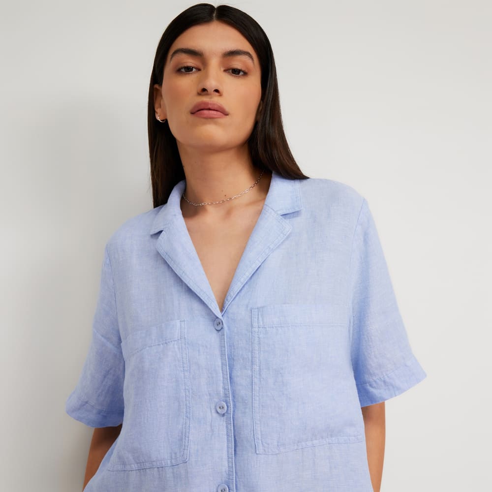 The Linen Workwear Dress | Light Blue - Image 4