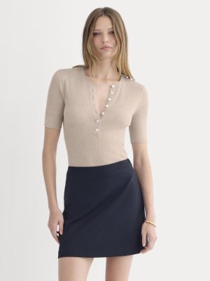 The Short-Sleeve Henley in Ultrasoft Merino | Pale Blush