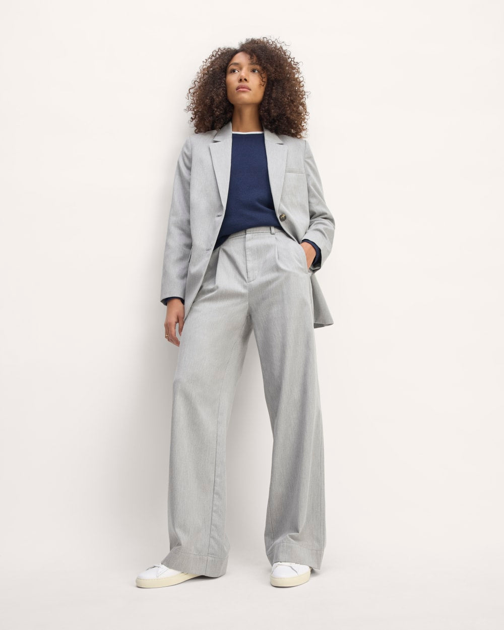 The Draper Pleated Pant in Buttersmooth | Heather Steel | 32 Inseam